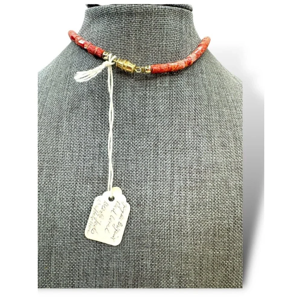 Vintage Jaydee Original Sponge Coral Black Jade Buffalo Horn Necklace 24